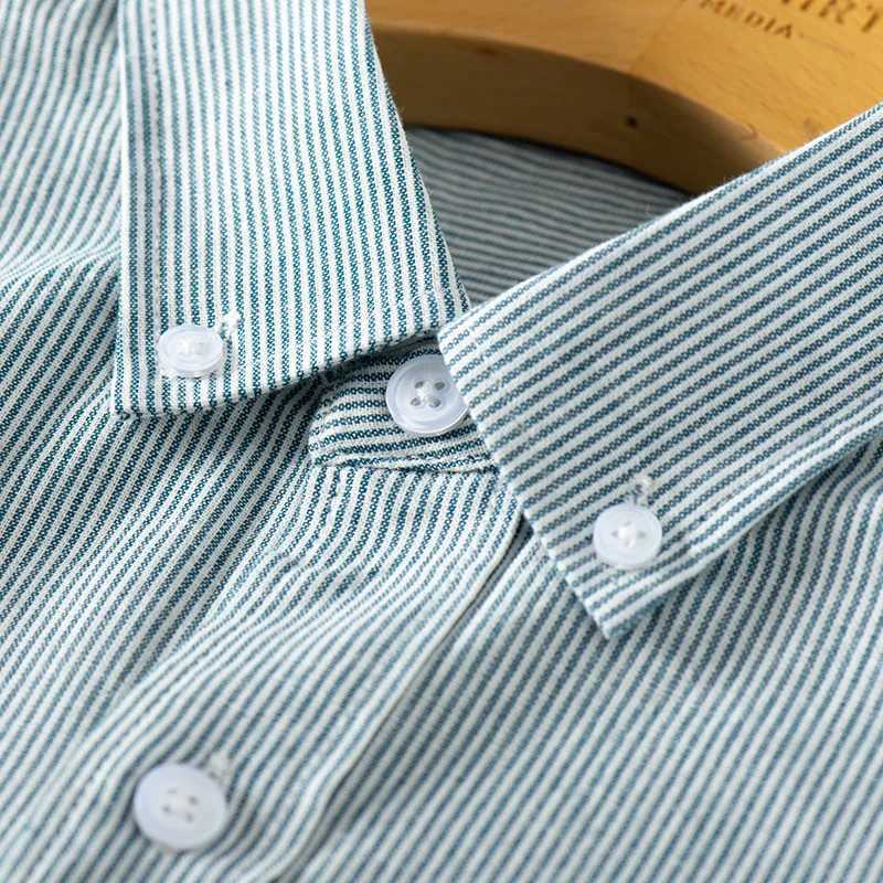 mens dress shirts 00 cotton high quality with pocket Striped plaid oxford long-sleeved shirt for men Mens clothingshirtsfor men W250312