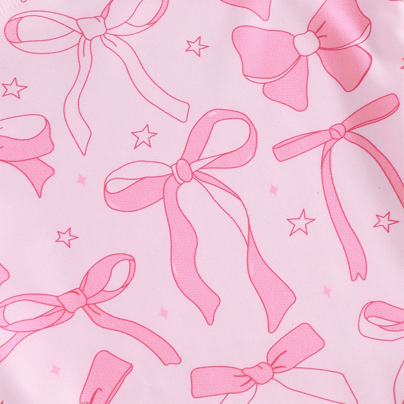 6M-4T Kids Girls Bikini Elastic Sleeveless Bow Print Swimsuit Swimwear for Summer Beach 250311