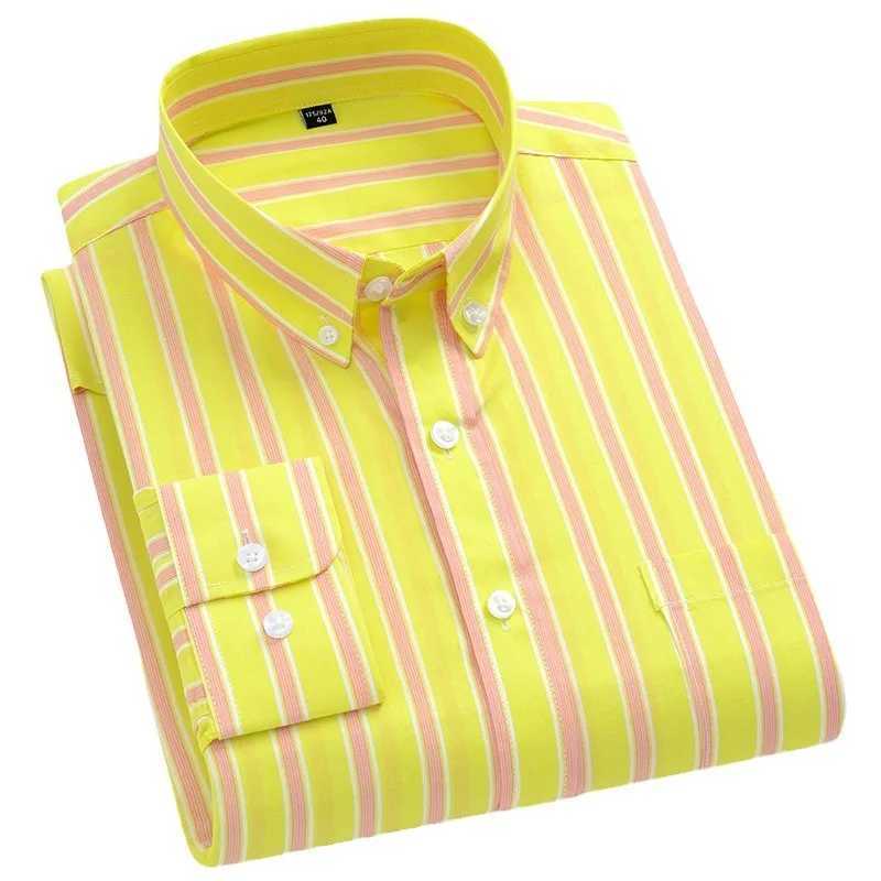 Mens long sleeved shirt made of 100% pure cotton for spring and autumn business casual stripes mens top with buttons and a thin neckline formal shirt 