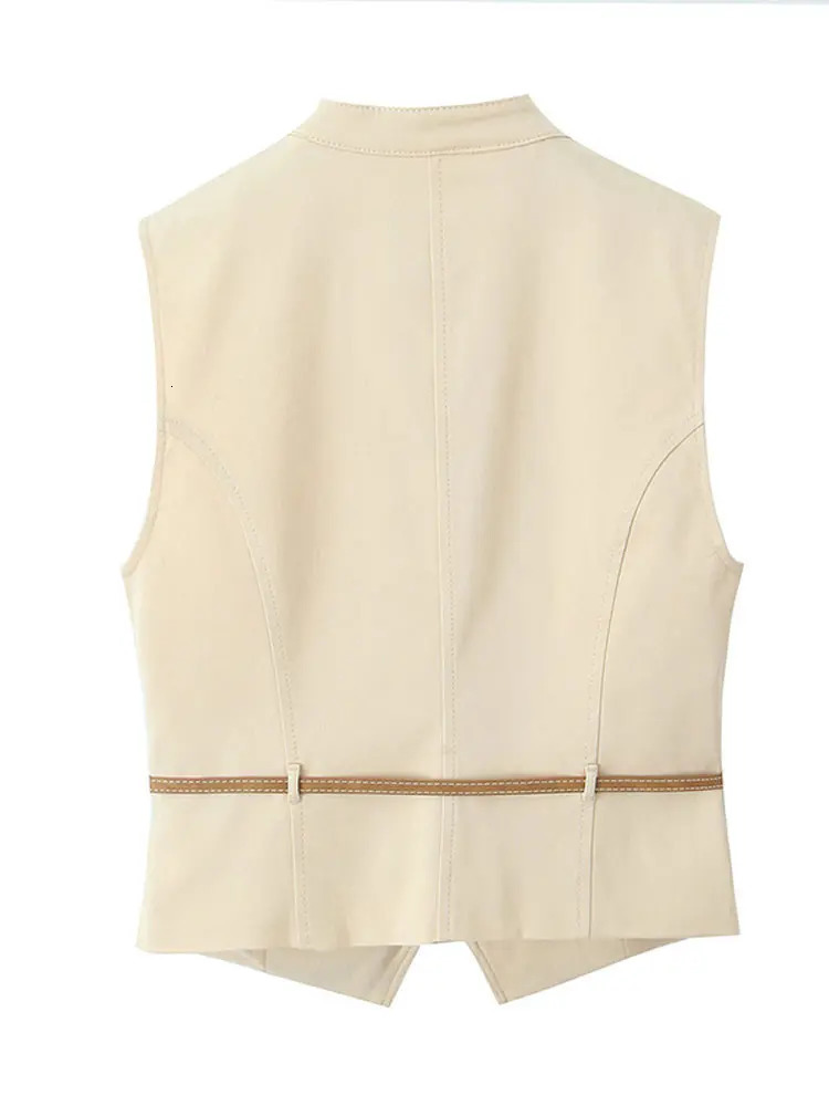 Fashion leather strap womens skiing set casual sleeveless Oneck zipper top waist pleat mini office 250312