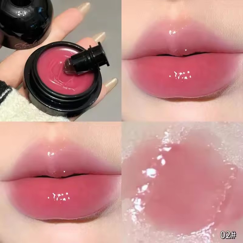 With Silicone Lip Brush Jelly Solid Lip Gloss Non-stick Mirror Lip Tint Lasting Makeup Moisturizing Canned Crystal Lipstick Mud
