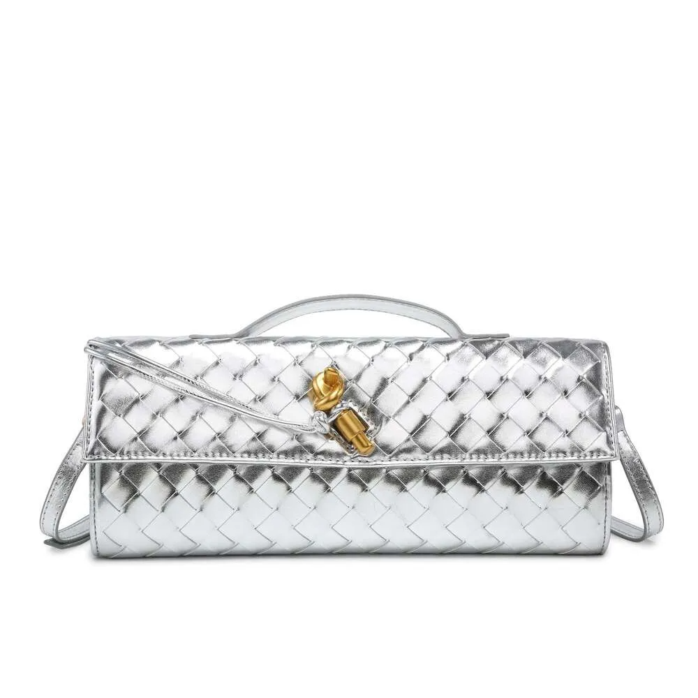 Sheepskin Woven ClutBags Bag - Designer Andiamo Soft Warm Handheld Evening Bag, Mini Handbag for Dinners & Parties