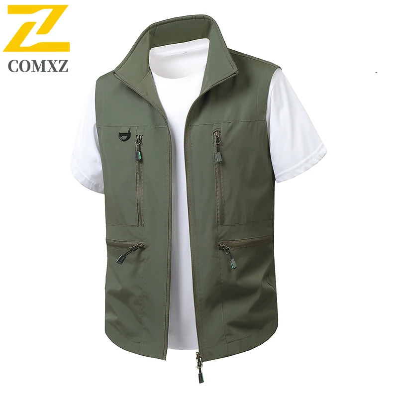 Fishing Vest Mens Spring Summer Fashion Casual MultiPocket Sleeveless Work Jacket Outdoor Travel Mountaineering Coat 250312