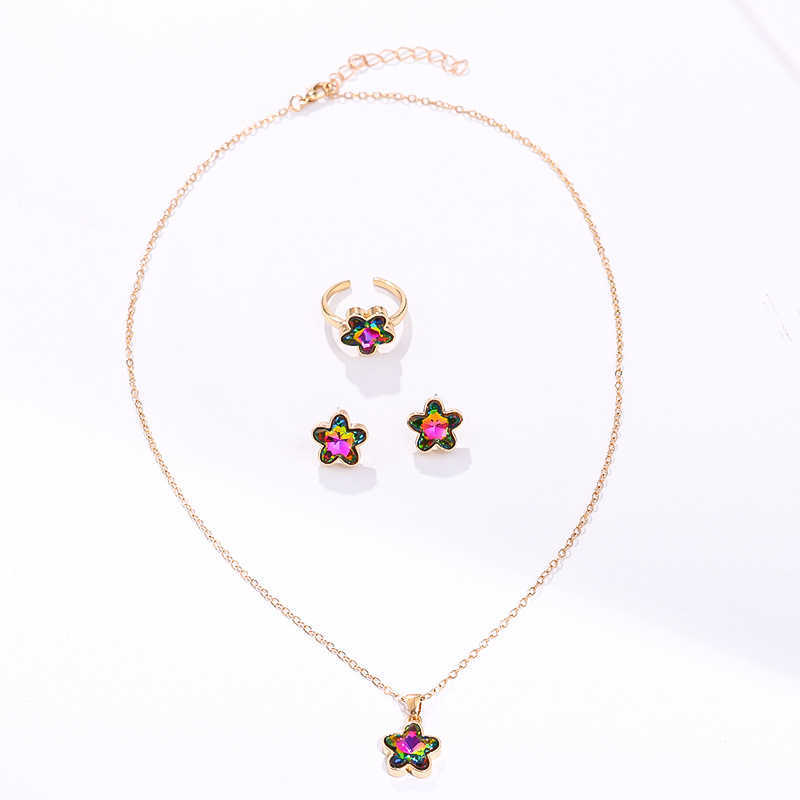 New Gradient Five Star Jewelry Set Fashionable and Personalized Ins Light Luxury Womens Accessories Collarbone Chain W250312