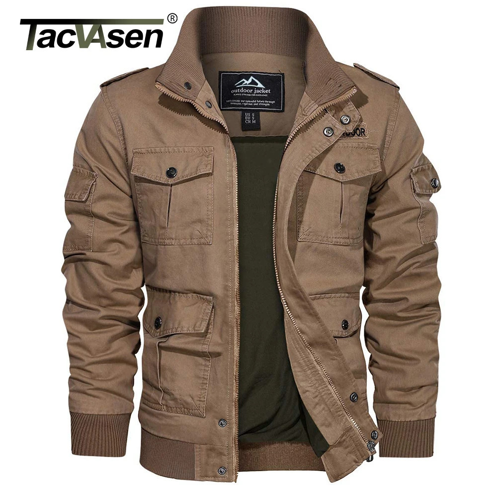 Tucker Watson mens bomber jacket casual cotton autumn windproof cargo work with multiple pockets 250312