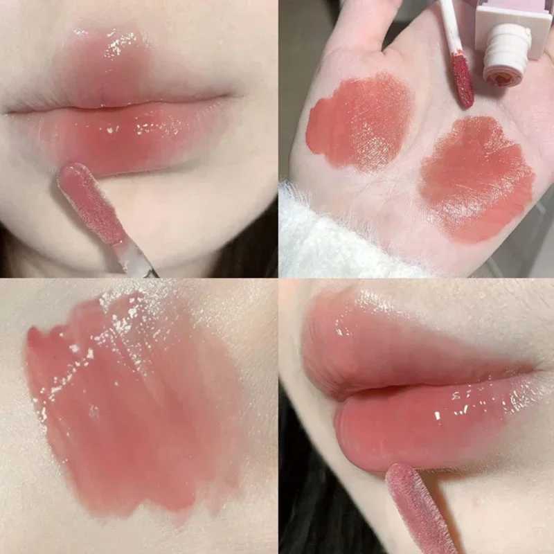 Water based matte lip color moisturizing gloss nude pink liquid lipstick non sticky cup mirror lip color female beauty cosmeticsXJ250312