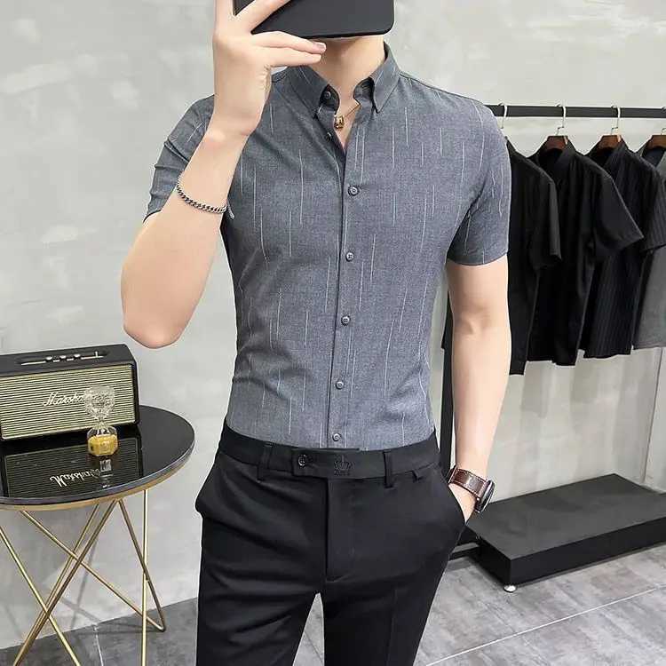 Mens Sleeping Miao Tiao Handsome Casual Business Formal Fashion Top W250312
