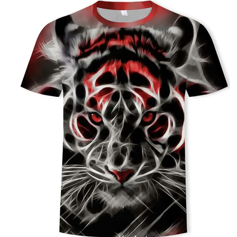 Mens T shirt Vikings 3D Digital Print Tiger Head Pattern T-Shirt, Men's Summer Casual Tattoo Short Sleeve tee Casual tops summer clothes cool
