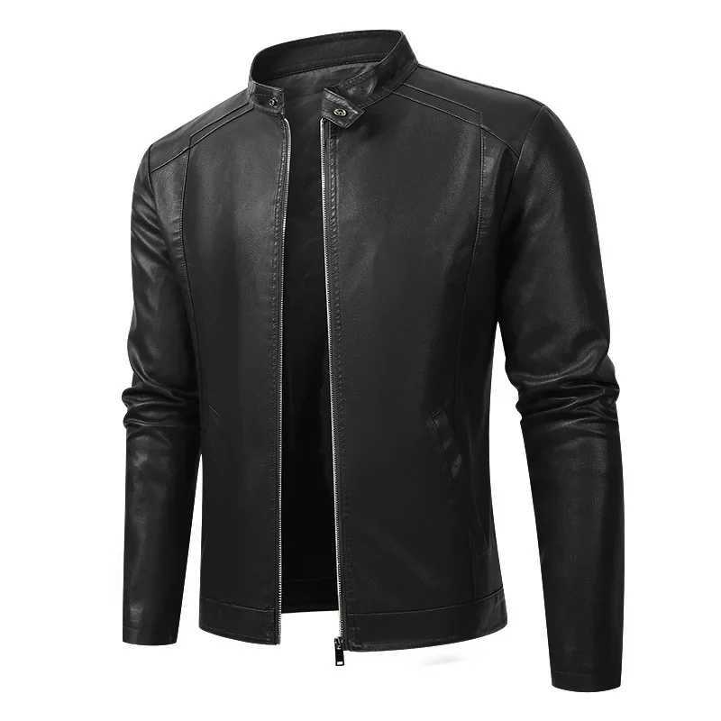Mens Fashionable Warm Thermal Leather Jacket Casual Slim Fit Biker Gear PU Stand Collar Jacket For Smooth SilhouetteT250311