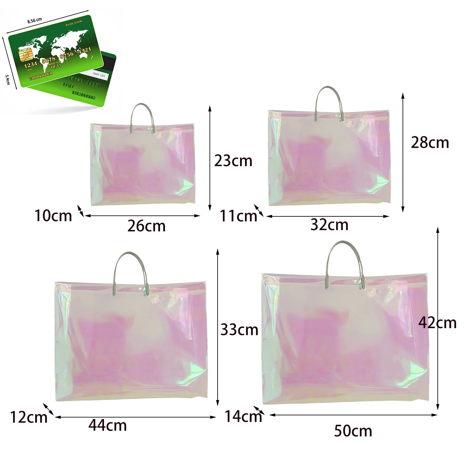 1PC Fashion Women Clear Tote PVC Laser Waterproof Transparent Handbags Shopper Shoulder Bag Beach Portable Pouch 250305