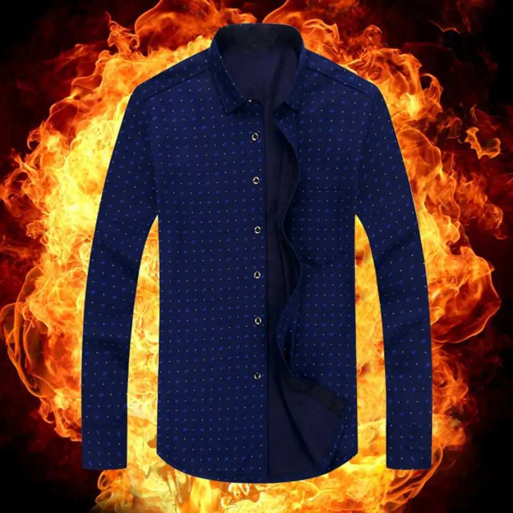 Mens wool shirt formal business style mens wool hot shirt plain printed thick plush long sleeved mens cardigan W250312