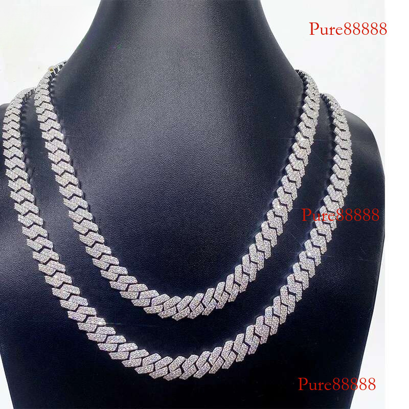 10mm Moissanite Necklace For Women Original S Sterg Sier Men Dia Cuban Chain Pendant Fashion 2023