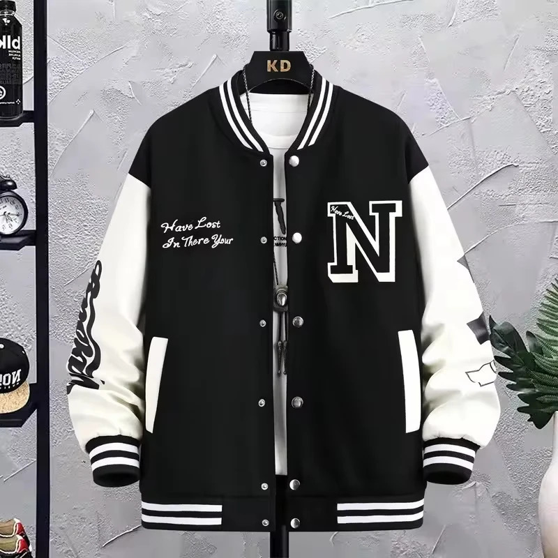 Loose mens baseball jacket American style couple clothing autumnwinter fashion casual scene top 250312