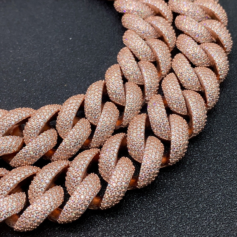 20mm Five Rows Of Moissanite Cuban Chain Bracelet Necklace S925 Silver Iced Out For Men Hip Hop Jewelry Pass Diamonds Tester