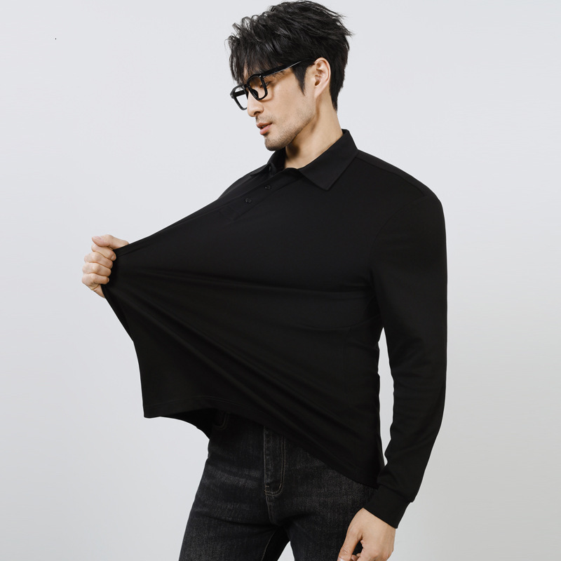 tracksuit Long sleeved polo shirt for men, business casual lapel T-shirt, men's high-end sense, autumn and winter solid color fashion trend