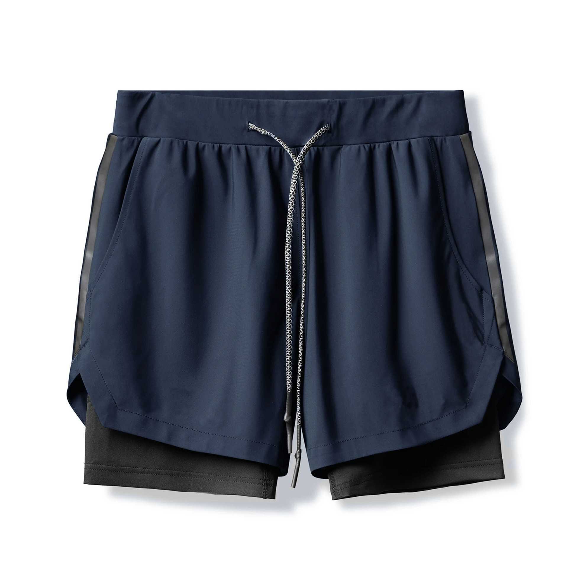 Summer fashion basketball shorts mens shorts new double-layer fitness exercise fast drying jogging five quarter pants anti awkward trend T250311