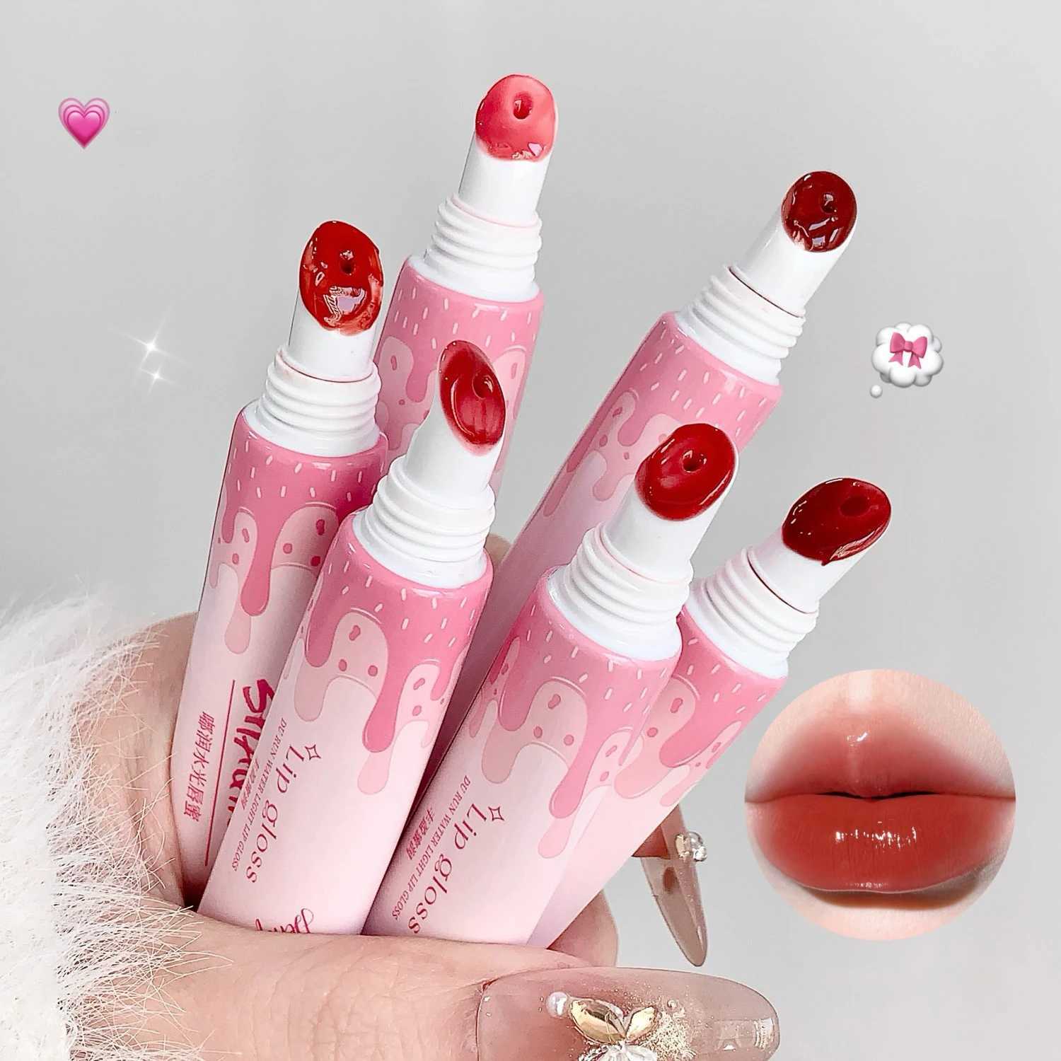 Peach Jelly Crystal lipstick Glossy Moisturizing Shining lipstick Oil lipstick Cosmetics Waterlight Liquid lipstick Coloring Makeup W250312