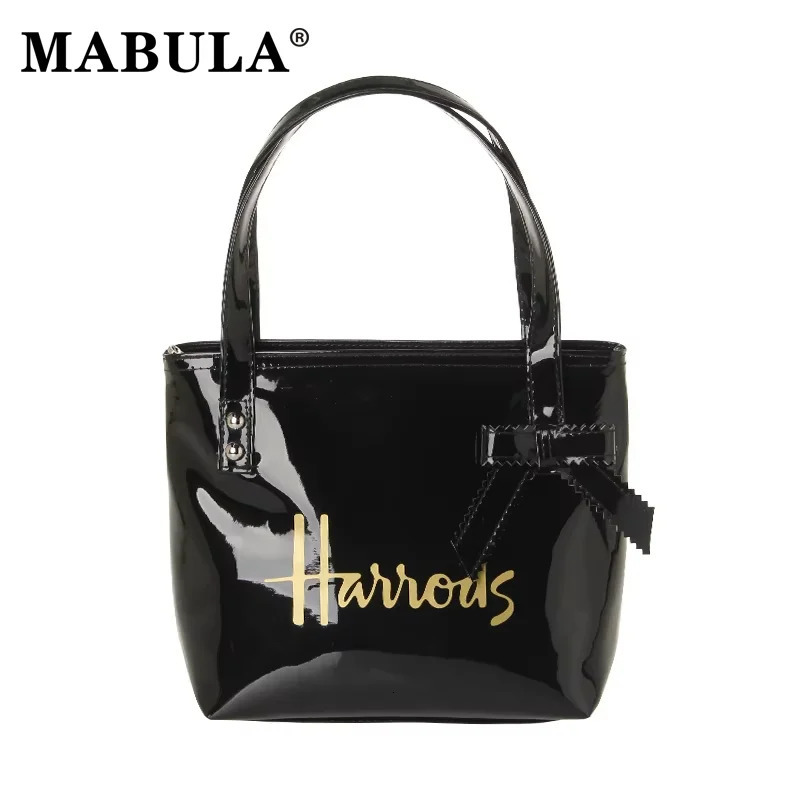 MABULA PVC Waterproof Tote Handbag Large Capacity Fashion Shopping Purse Ladies Shoulder Satchel 250305