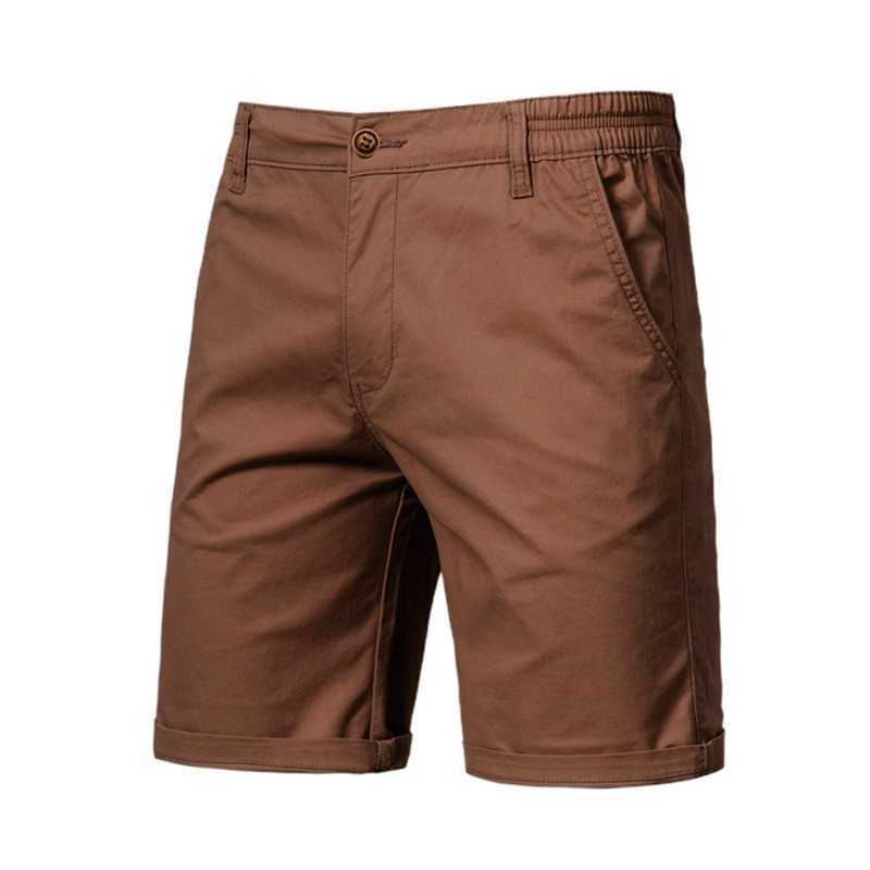Summer new cotton casual shorts mens straight leg slim fit five quarter pants plus size solid color mens clothing T250311