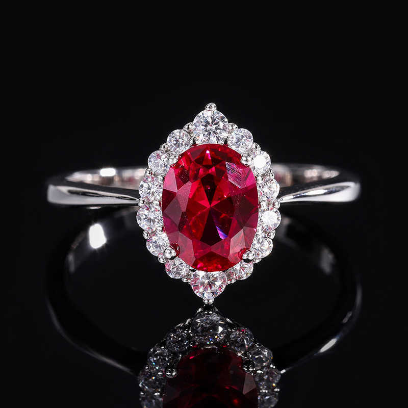 Zhuang Shengshengs new S925 full body silver set simulation color treasure small pigeon egg pendant main stone 6 * 8 W250312