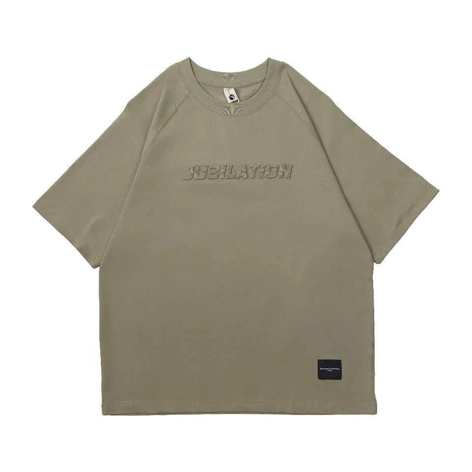 100% pure cotton short sleeved Tshirt mens summer round neck solid color loose casual half top 250312