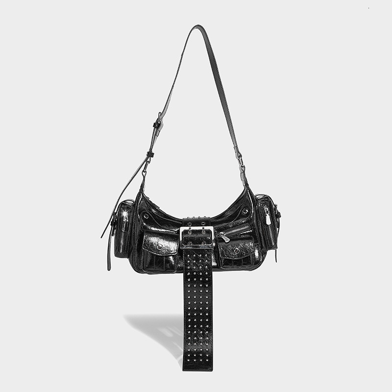 Style Rivet Punk Buckle Handbag Hot - Multifunctional Single Shoulder Armpit Bag For Women, Motorcycle & Everyday Use - Women, &
