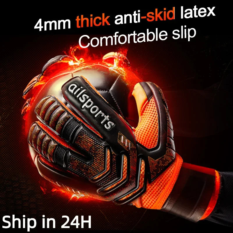Kids Men Professional Soccer Goalkeeper Gloves 4mm Latex With Finger Protection Children Adults Football Goalie Gloves Protector 250311
