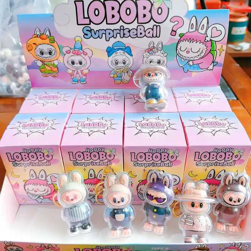 12pcs Labubu Blind Box PVC Keychain Backpack Pendant with Protective Shell Blind Bag Pendant Box Trendy Toy Pendant Small Gift X250312