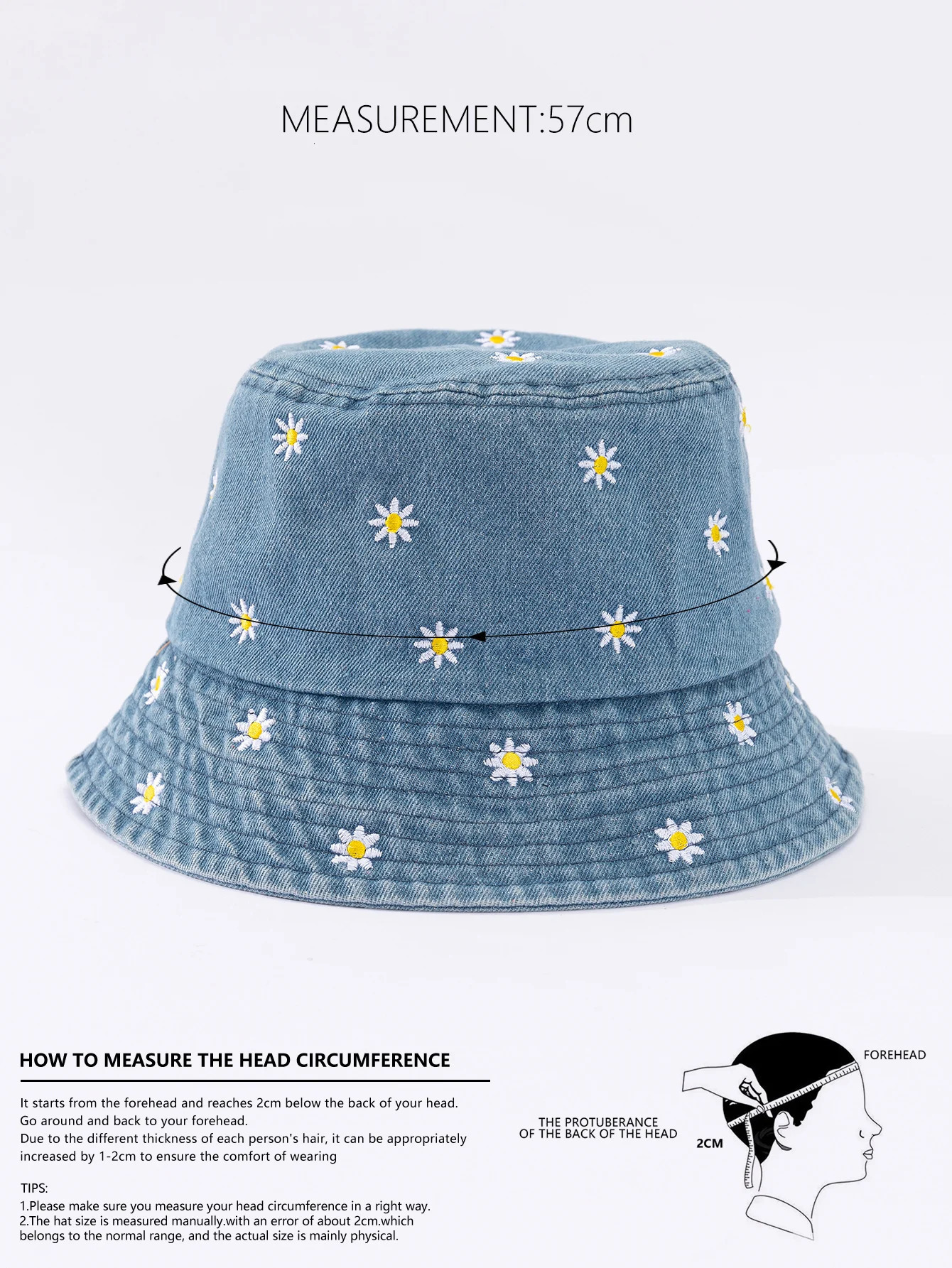 Little Daisy Embroidered Fisherman Hat for Women in Spring and Summer Fashion Edition Sunshade Sunscreen Show Small Face 250304