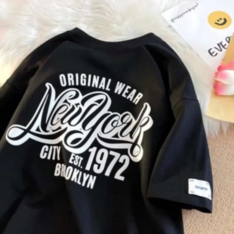 8XL Korean loose accessories fashionable American retro letter Tshirt soft casual men multifunctional couple set 250312