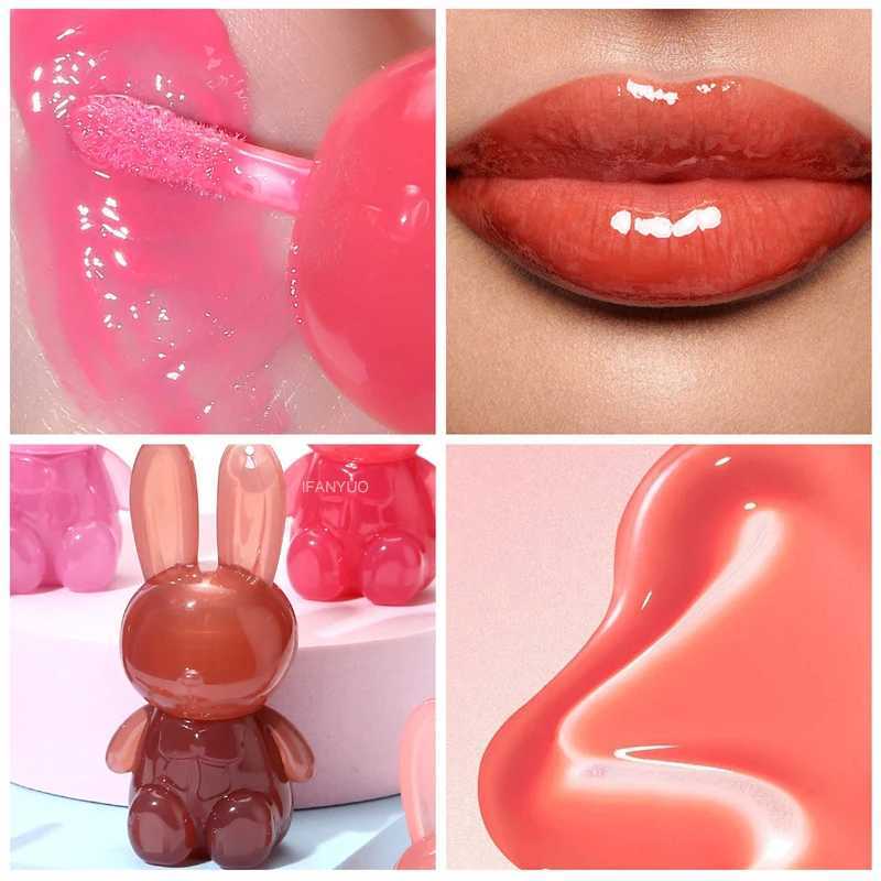Watery Crystal Clear Jelly Rabbit Lip Gloss Long-lasting Moisturizing Smooth Shimmering Lip Hydrating Liquid Fruit Lip Tint W250312