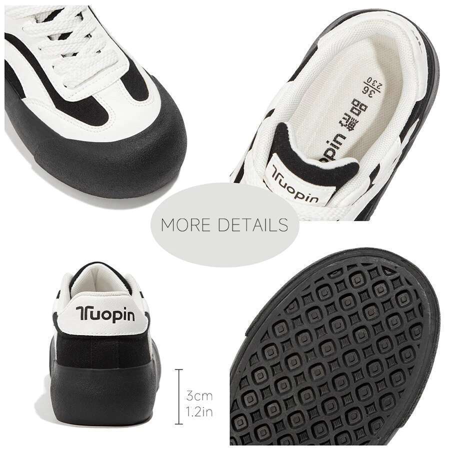Tun Classic Gum Sole Fashion White Black Non-Slip Women's Shoes Casual Sneakers for Women