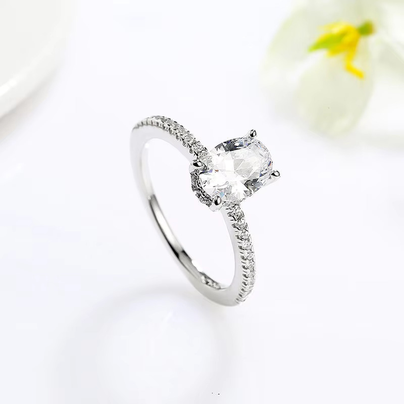 ZHILIAN 925 Sterling Silver Cubic Zirconia Cz Minimalist Wedding Engagement Diamond Couple Ring