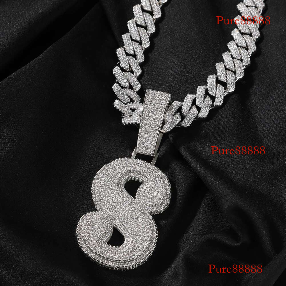 THE BG KING Big Bold Single Pendant Initial Letter A-Z Micro Paved Out 5A Cubic Zirconia Charm Necklace Hiphop Jewelry