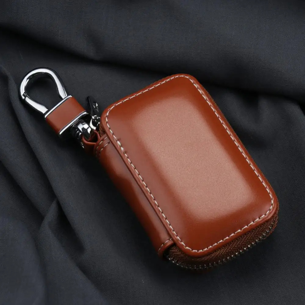 Genuine Leather Keychain Men Women Key Holder Organizer Pouch Car Key Fob Case Cover Zipper Bag Women Men Key Wallets 250311