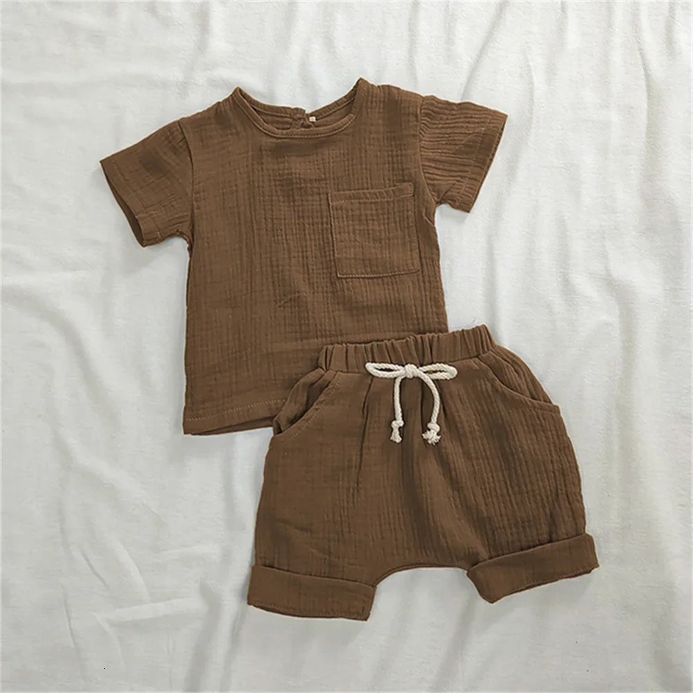 2 Pieces Babies Outfit Set Cotton born Baby Girl Clothes Boys Toddler Romper T-shirts and Shorts Infant Soft Clothes 250311