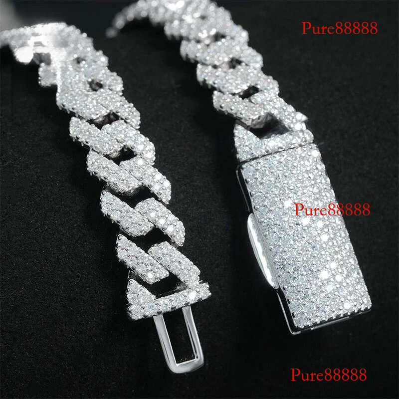 Fast shipping hip hop jewelry for men women custom sterg sier Iced out 8mm moissanite cuban k chain