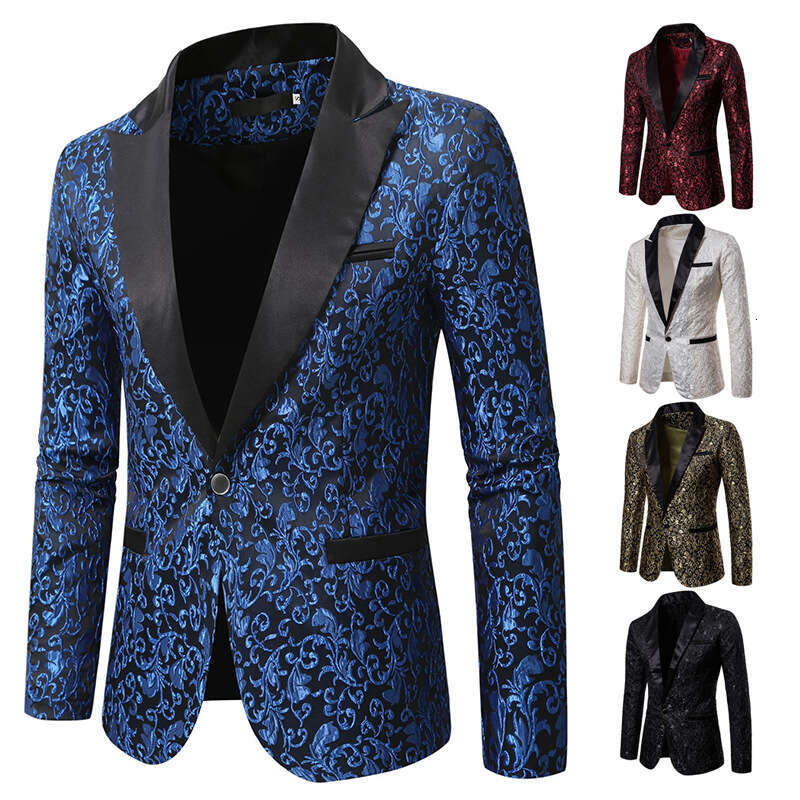 Men's Autumn And Winter Color Large Body Jacquard Fashion Design Formal Men's Lapel Suit Jacket Xz32