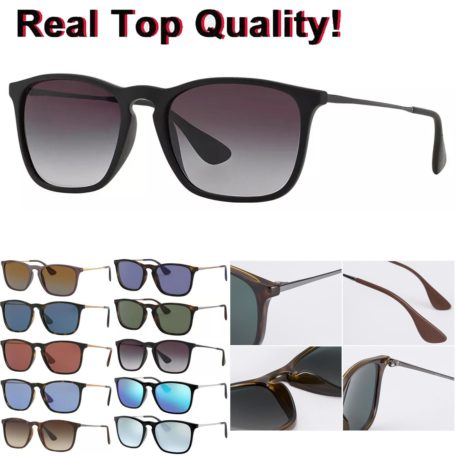 Fashion Eyewear Square Polarized Sunglasses Men Women Luxury Brand Sun Glasses Nylon Frame with Leather Box Gafas Oculos De Sol