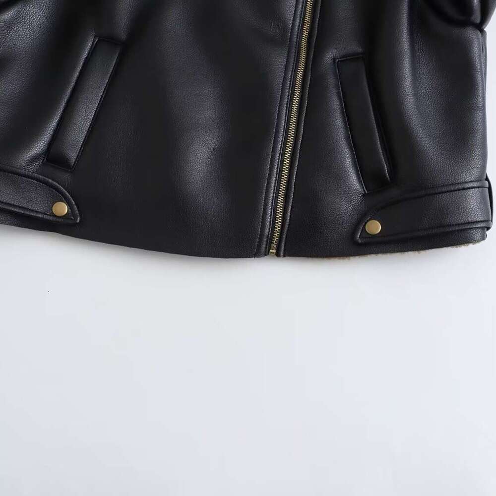 2023 Autumn/Winter New Y2k Women's Velvet Splicing Motorcycle Style Fashion Short Jacket Coat