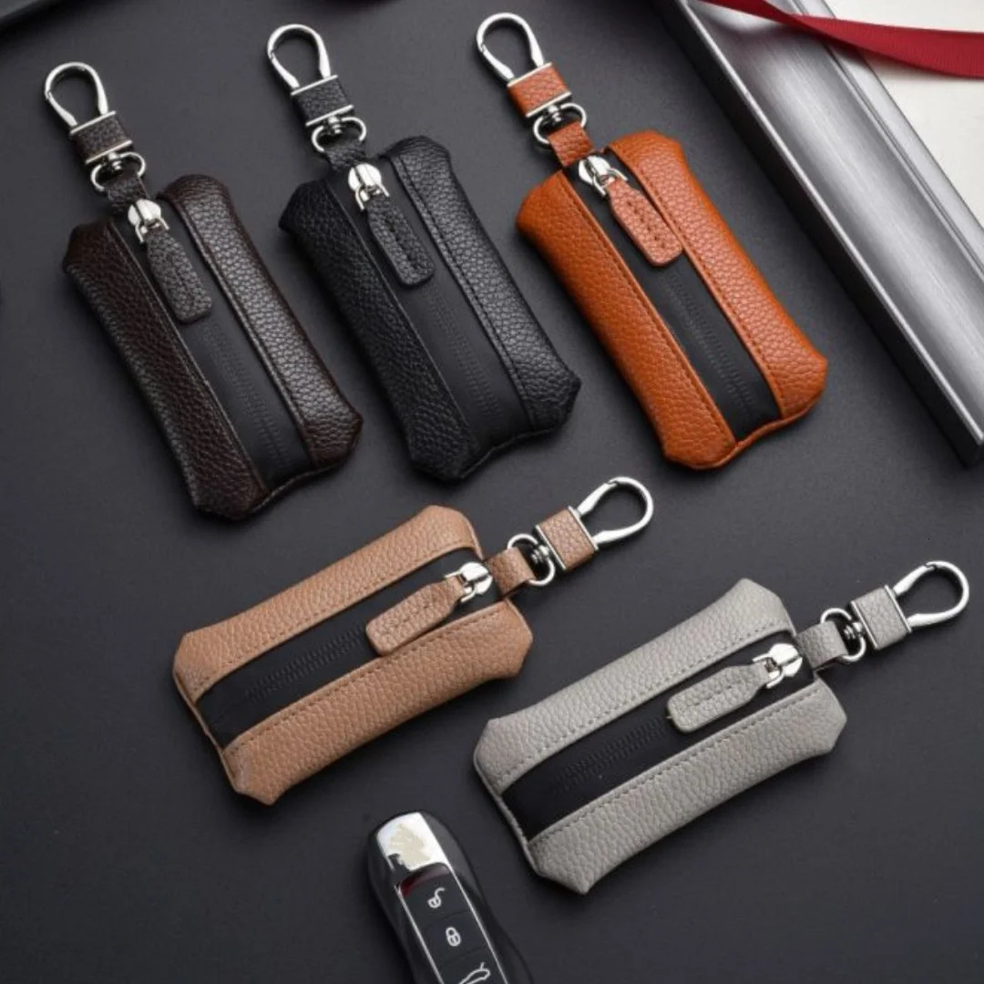Unisex PU Leather Key Case for Car Key Wallet Pocket Key Holder Organizer Pouch Key Organizer Large Capacity Zipper Key Bag 250311