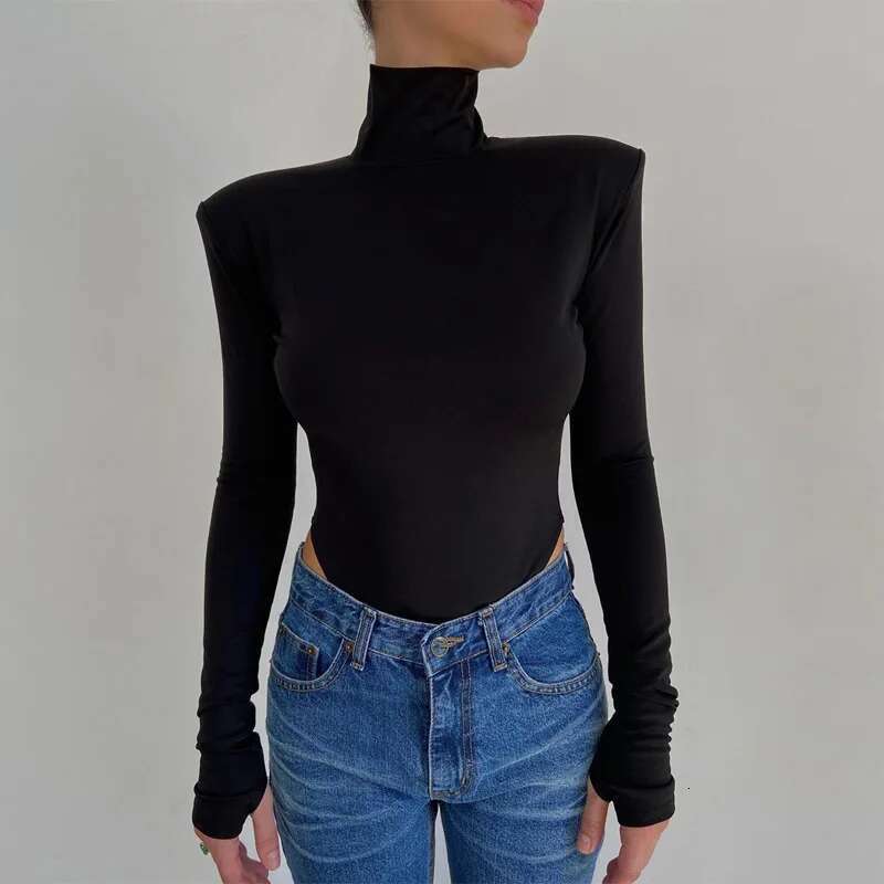 Women's Turtle Neck Bodysuit Sexy Backless Long Sleeve Basic Body Suit Y2k Going Out Night Club Party Skinny Leotard Tops