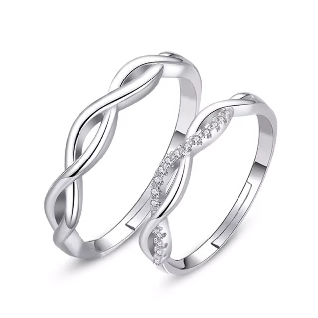 Customized Zircon Diamond Decor Heart Shape Couple Set Engagement 925 Sterling Silver Wedding Rings