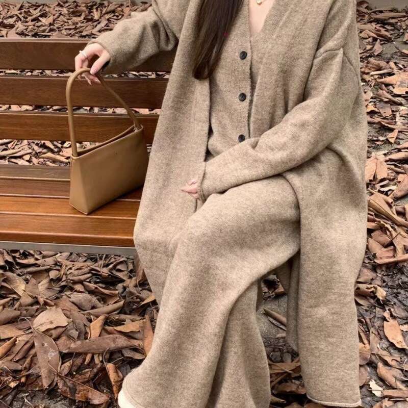 Maillard European British Style Long Sweater 2024 Autumn/Winter Design Sense Coat Two-Piece Set