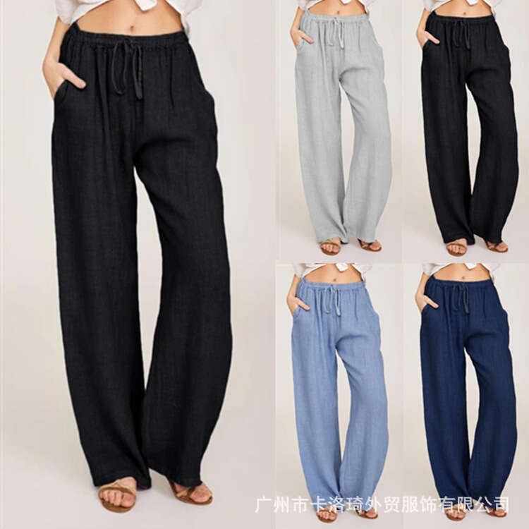 European American plus size loose en casual wide leg pants women's 2025 new style chic and elegant clothing