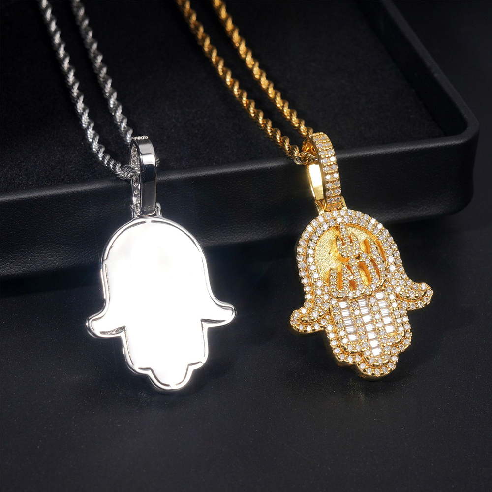 New Hand Moissanite Pendants S925 Silver Iced Out Necklaces for Men Women Hip Hop Jewelry Pass Diamonds Tester With GRA