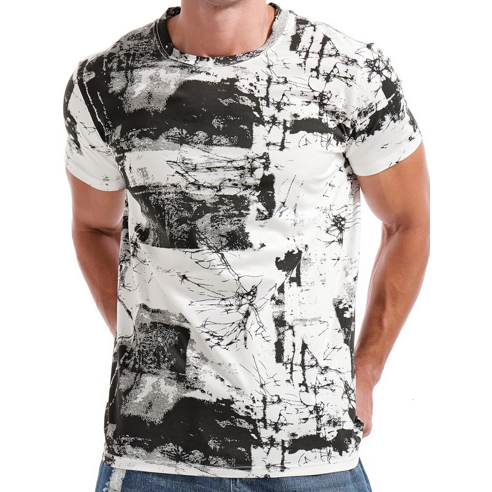 Mens T shirt Mens Hipster Hiphop Tees - Fashion Print T-Shirts tee Casual tops summer clothes Black and white cool