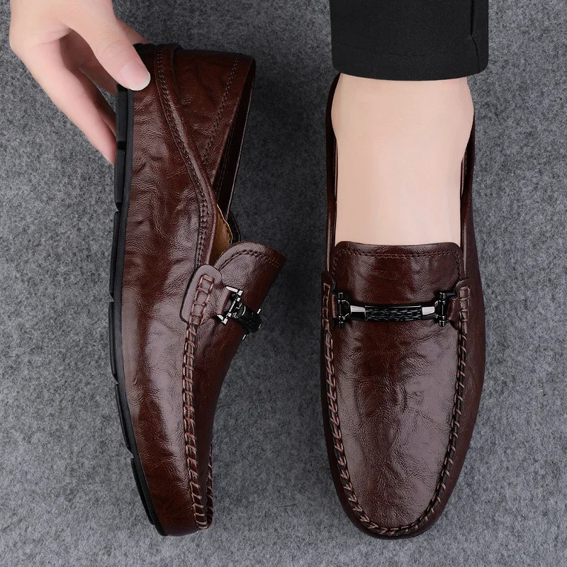 Men Breathable Casual Summer Shoes Hollow Out Mens Driving Shoes High Quality Male Business Shoes Genuine Leather Loafers 250311