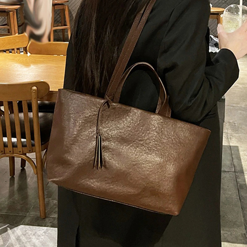Burminsa Cowhide Leather Shoulder Bag for Women 2025 Luxury Designer Female Shopper Underwear Work Handbag 250304