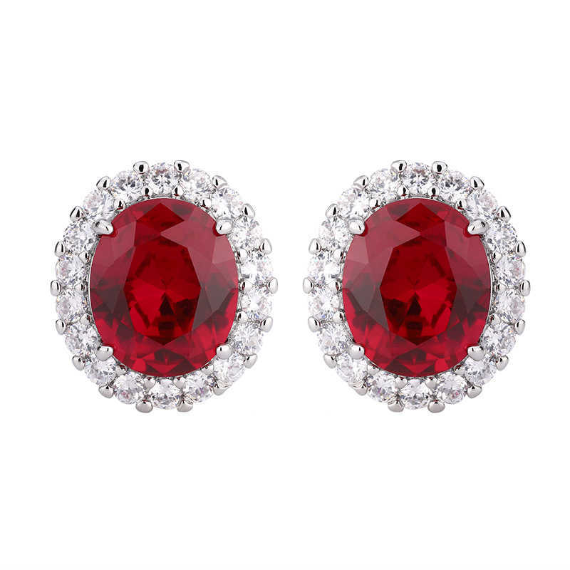 2024 New Zhuangsheng Simulation Red Corundum Egg Shaped Temperament Set 13 * 18-10-12 W250312